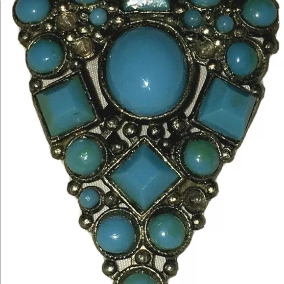Vintage Faux Turquoise Art Deco Dress Clip - Picture 2 of 8